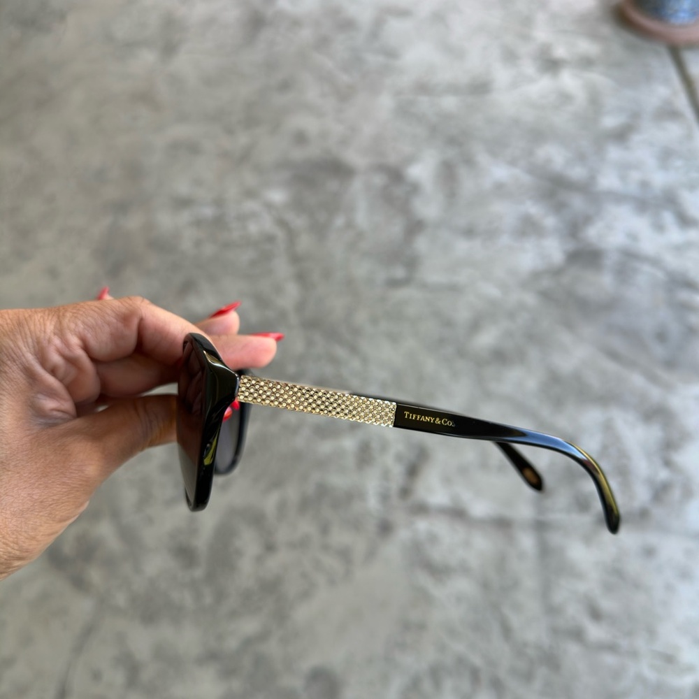 Tiffany & Co. Black Sunglasses with Silver Crystal Detail - Picture 6 of 8